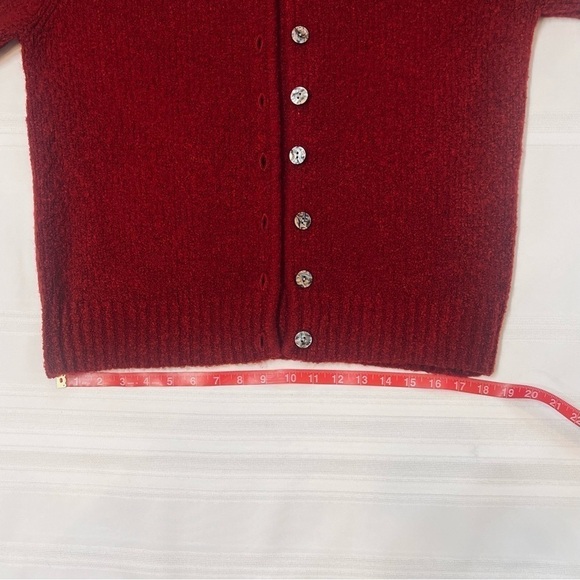 Cardigan Wool Blend Boucle Button Front Christopher & Banks Sz L EUC Cranberry - Picture 12 of 13